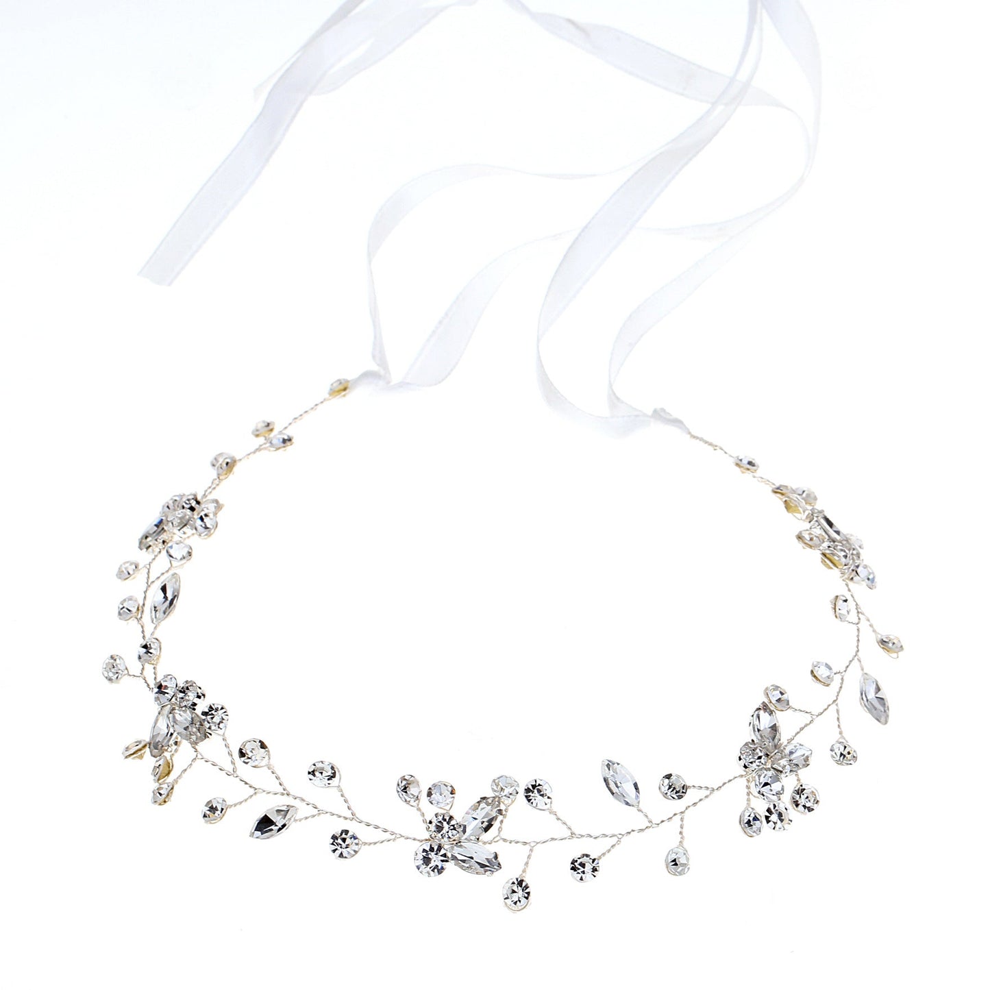 Bridal Headpiece Handmade Silver Rhinestone Headband Wedding Hair Accessory