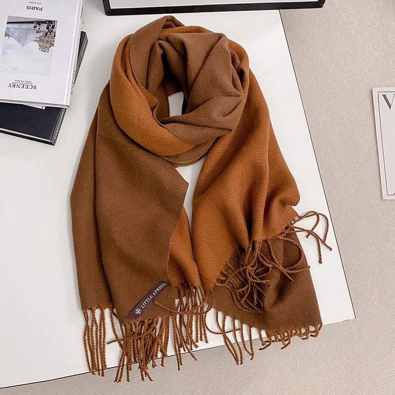 Color Blocking Imitation Cashmere Thick Warm Scarf