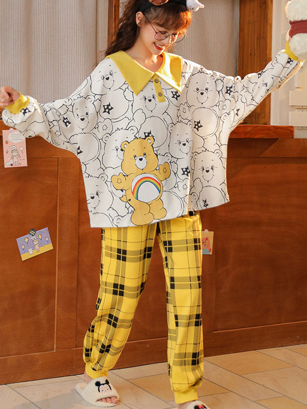 Comfortable Cartoon Printed Long Sleeve T-Shirt&Pants Pajama Set