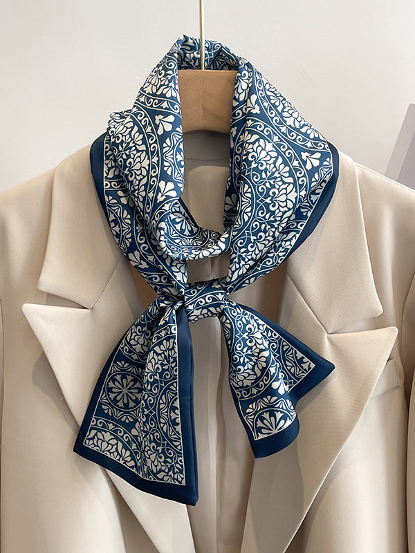 Contrast Color Floral Printed Hair Band Scarf