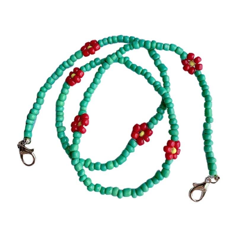 Bohemian Colorful Beaded Face Mask Holder Chain Rainbow Flower Eyeglass Necklace 77He