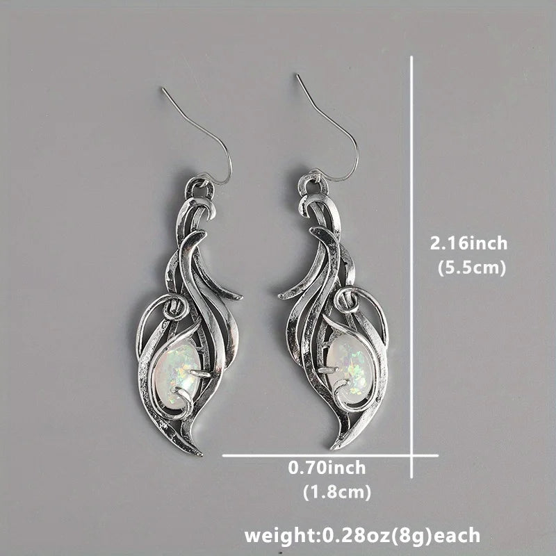 Bohemian Opal Dangle Earrings - Elegant Silver Plated Jewelry Forholidays And Special Occasions