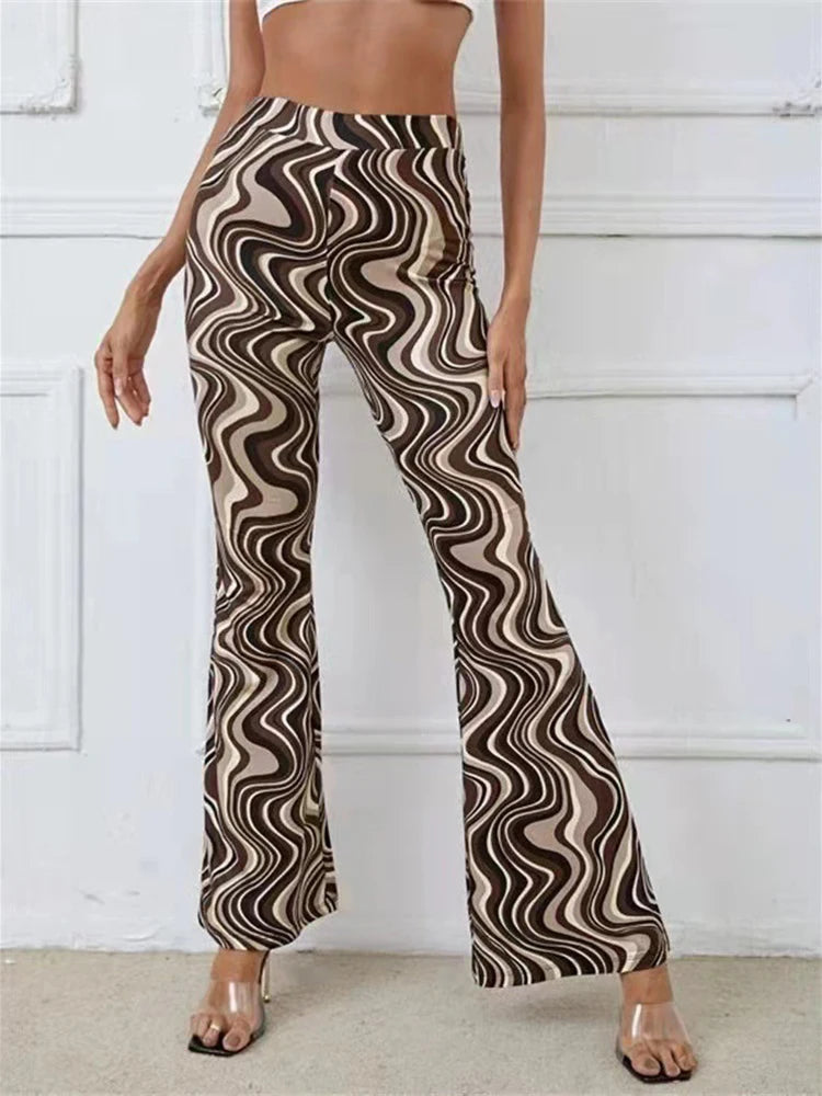 High Waisted Wide Leg Pants Women'S Fashion Water Wave Print Leggings For Gym Jogging Casual Yoga Pants 2023 New Female Clothing