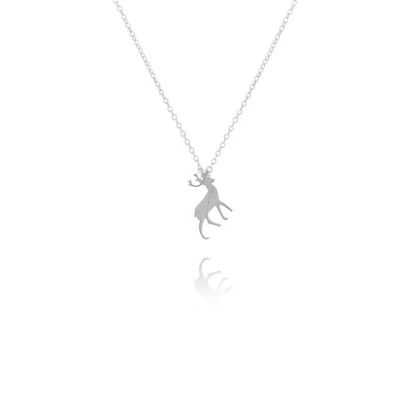 12Pc/Lot Free Ship N36-027 Lovely Animal Stainless Steel Jewelry Small Size David S Deer Charm Necklace