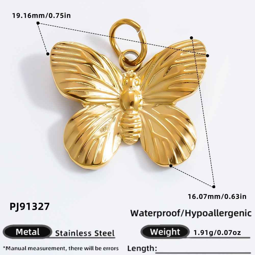 DIY Heart Butterfly Pendant Stainless Steel Jewelry Accessories