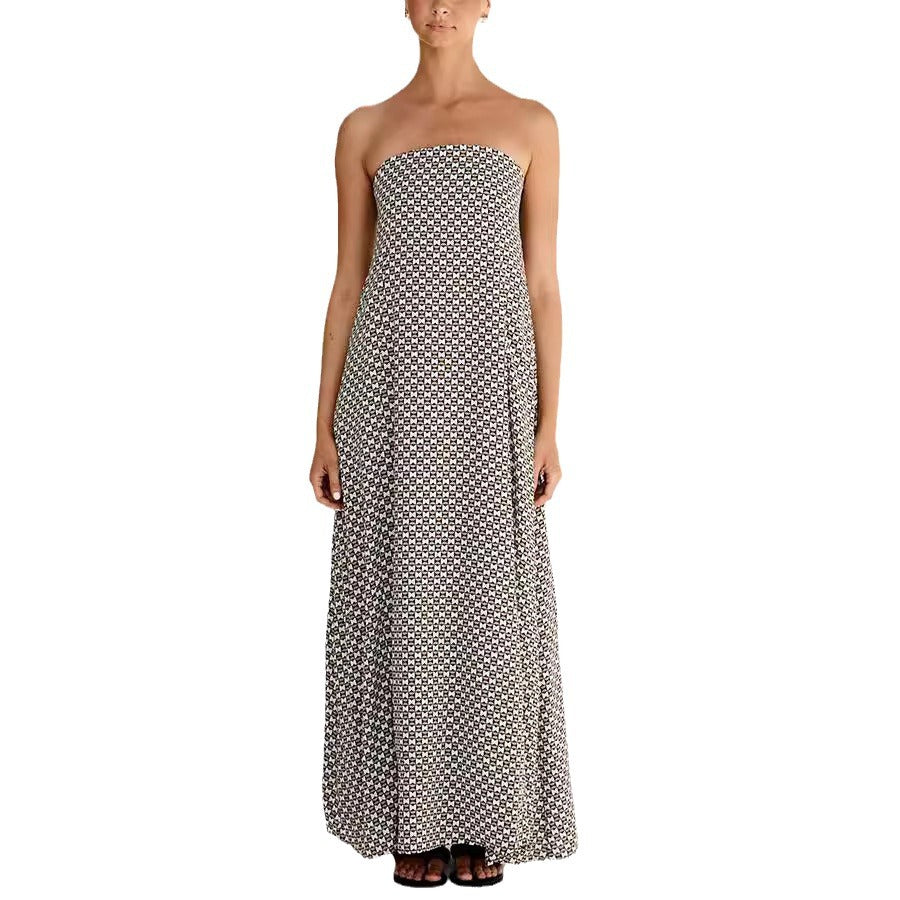 Floral Print A-Line Midi Dress Off-Shoulder Vacation Style