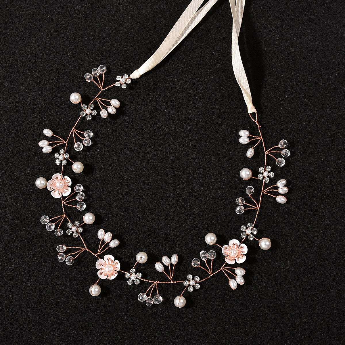 Handcrafted Pearl Flower Headband for Brides and Girls
