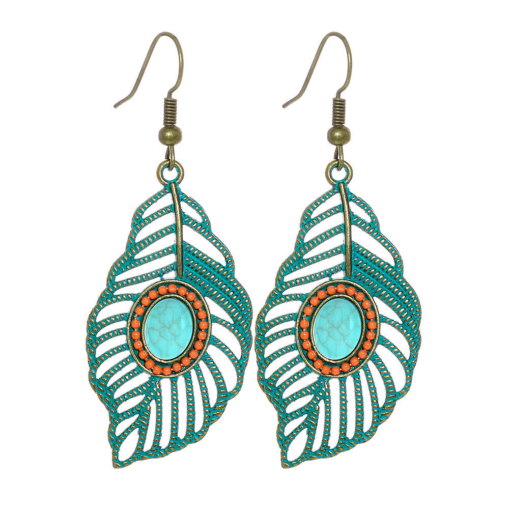 Trendy Vintage Alloy Leaf Earrings for Women