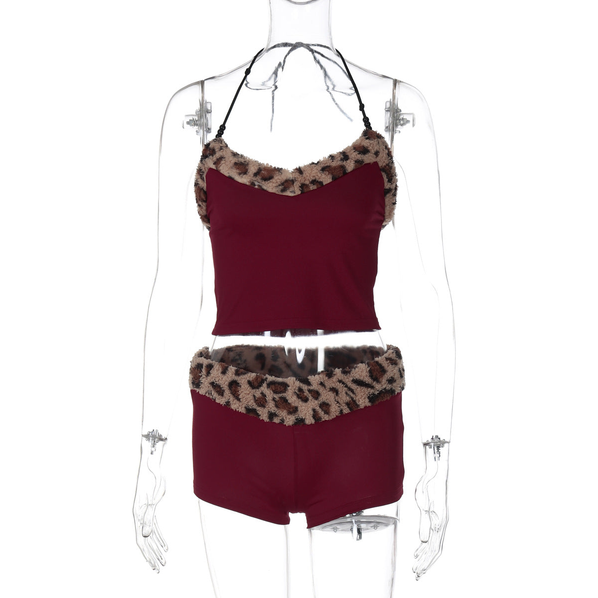 Trendy Chic Two-Piece Set with Cutout Bodice and Animal Print Design