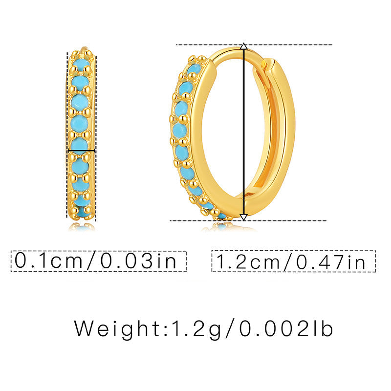 Simple Turquoise Vintage Hoop Earrings