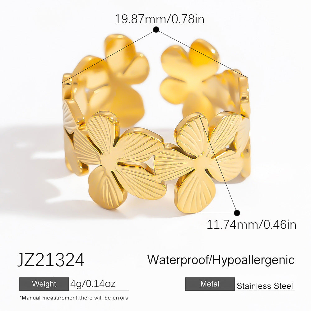 Open Adjustable Titanium Steel Ring for Women - Geometric Design