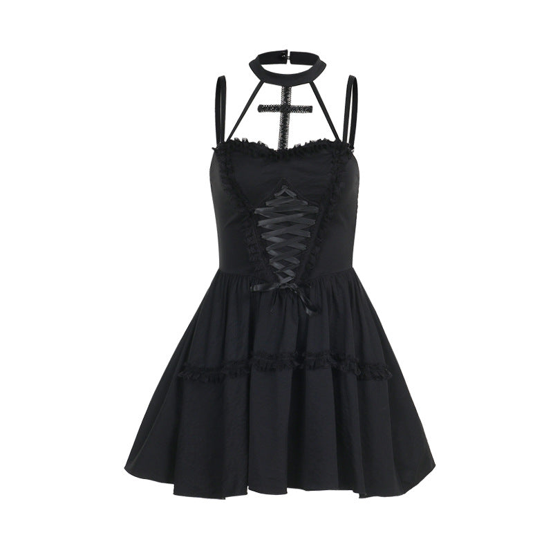 Summer Cross Neck Bodycon Dress With Lace Trim