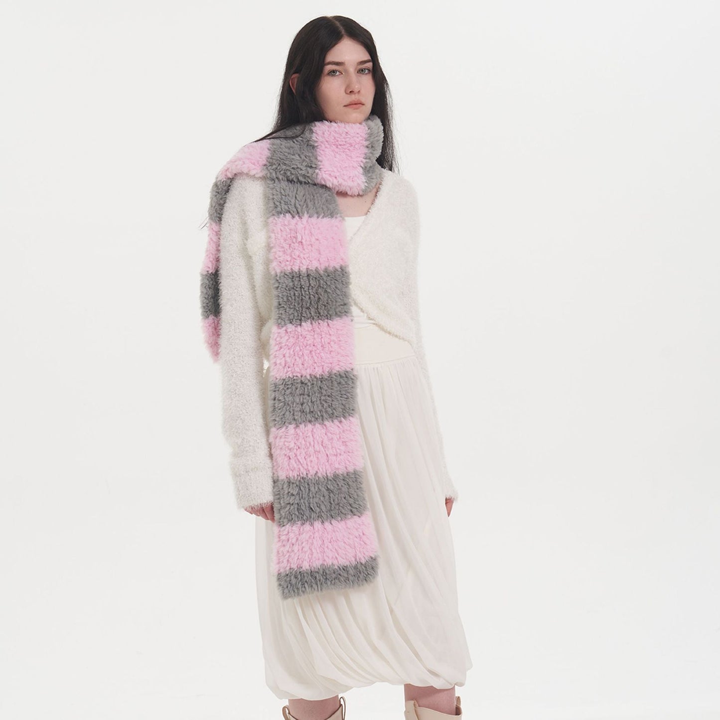 2+ Soft Cute Contrast Color Knit Scarves