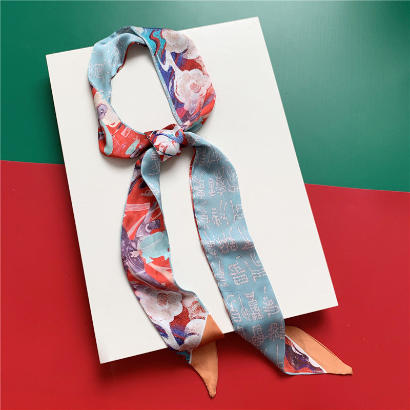 Silk Scarf Long Silk Scarf Braided Hair Tied Bag With Gift Spinning Literature And Art