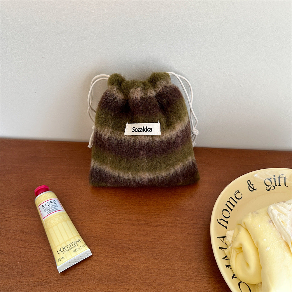 Cosbai - Woolen Cosmetic Storage Drawstring Bag