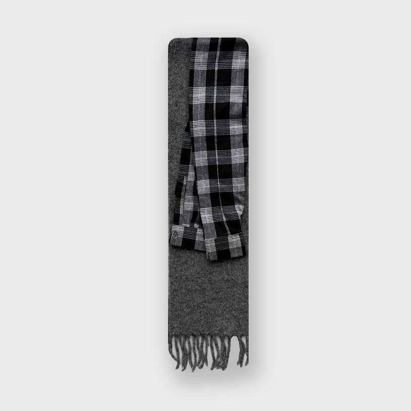 Geometric Pattern Knit Scarf Women's Wool Blend Winter Wrap