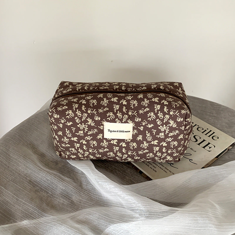 French Floral Makeup Organizer Bag Portable Travel Cosmetic Case