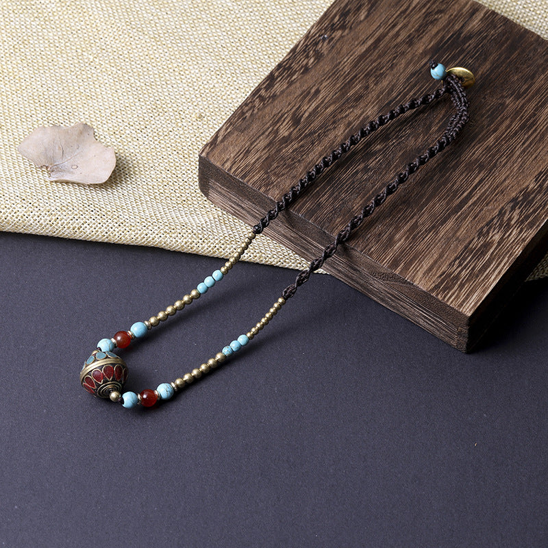 Tibetan Ethnic Style Nepal Beads Woven Clavicle Chain Retro Simple Joker Fashion Niche Necklace