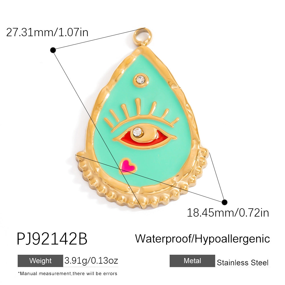 Evil Eye Hamsa Pendant Necklace Stainless Steel 18K Gold DIY Vintage Floral Charm