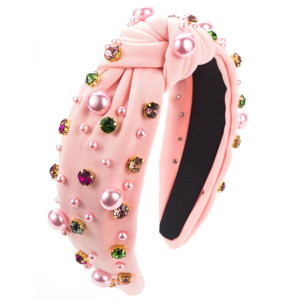 Bean Pearl Headband with Knot Elegant Pearl Hair Accessories
