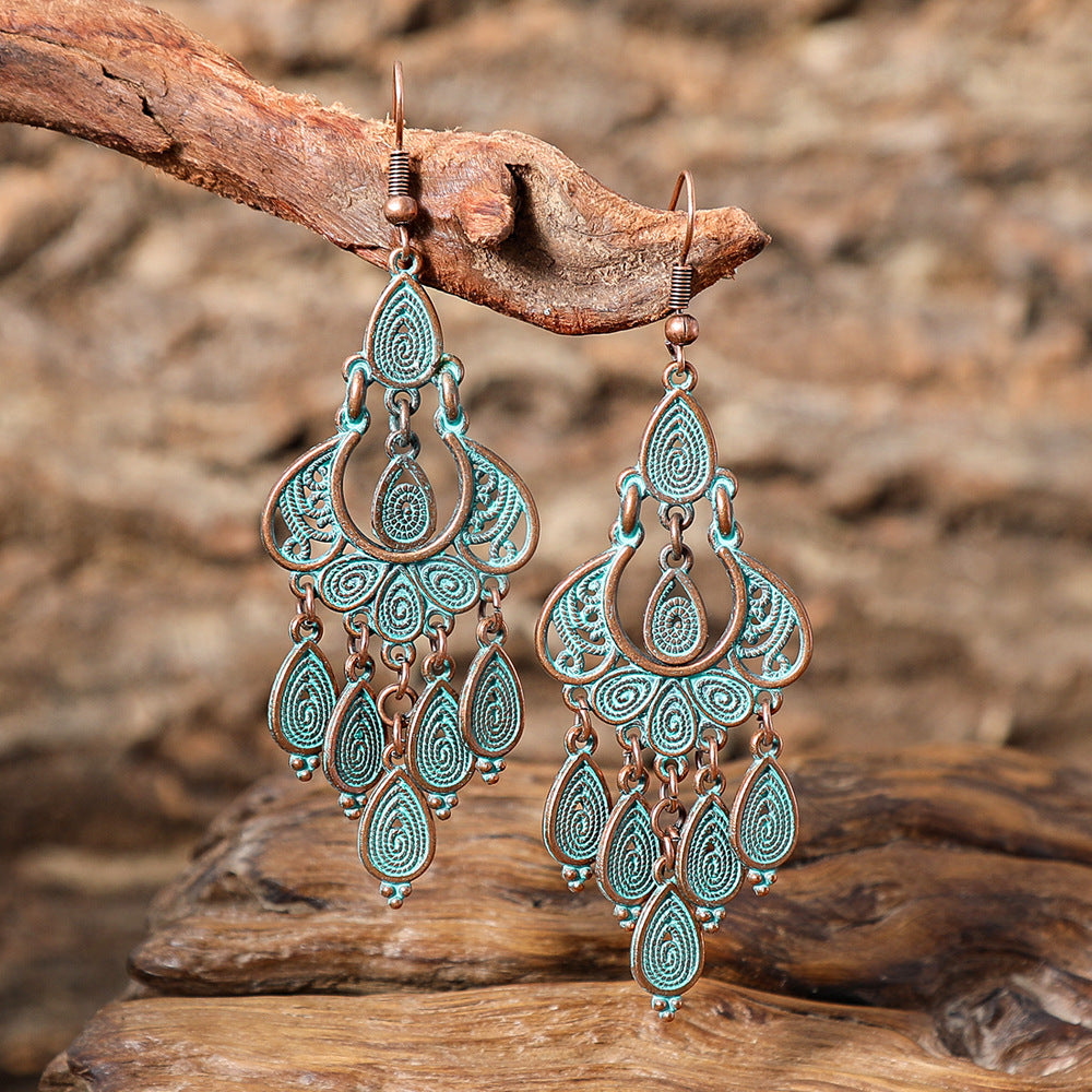 Bohemian Handcrafted Peacock Tassel Earrings Vintage Style Earrings