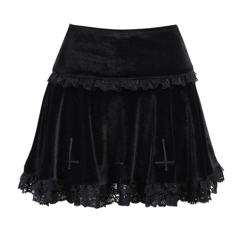 Summer Women's Short Skirt Elegant Embroidered Lace High-Waist Skirt