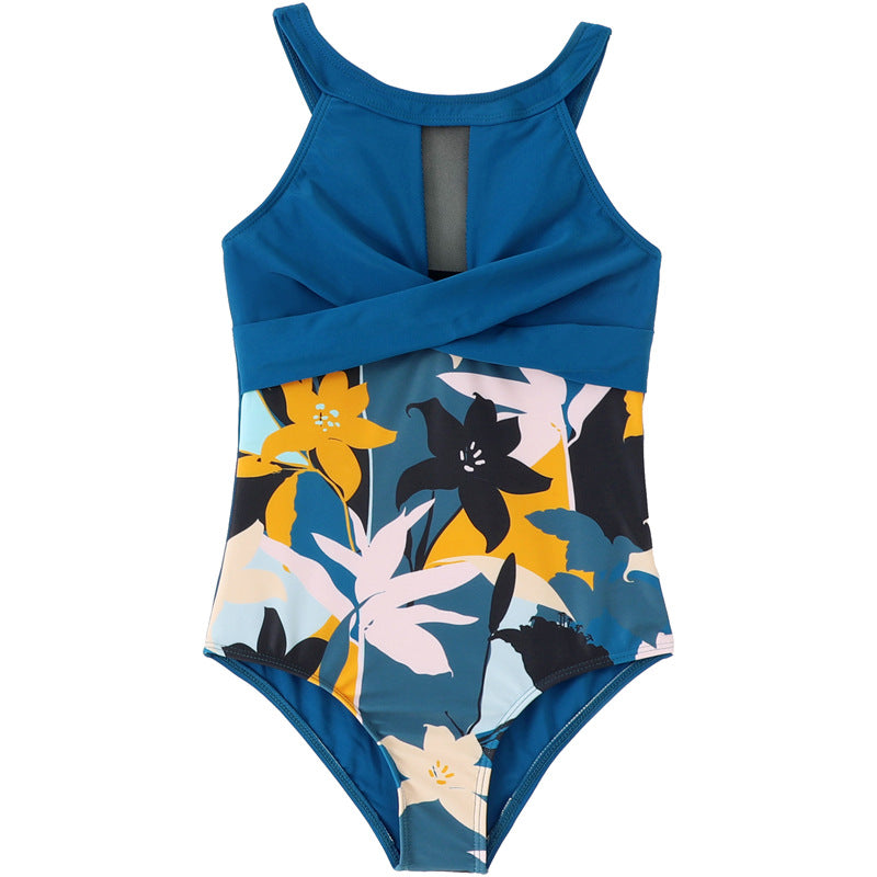 New Girls' One-Piece Swimwear With Ruffles Nylon Fabric