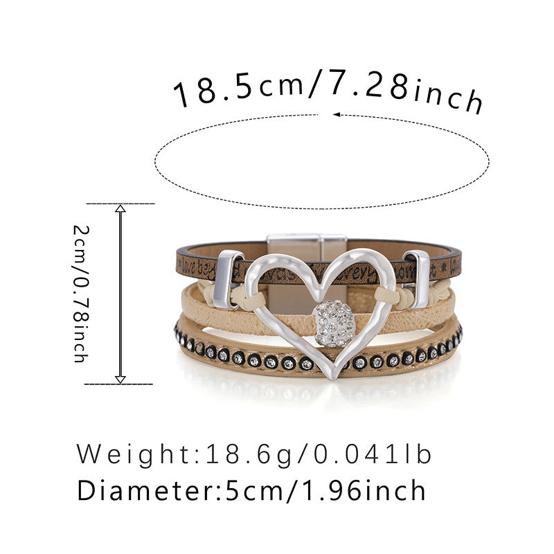 Hollow Out Love Zircon Layered Bracelets