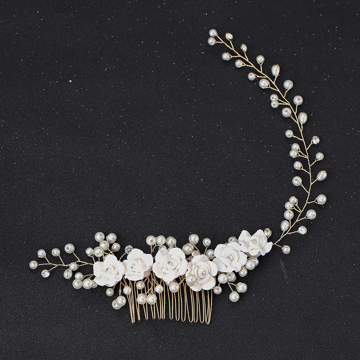 Handmade Pearl Floral Hair Comb Headband Wedding Accessories