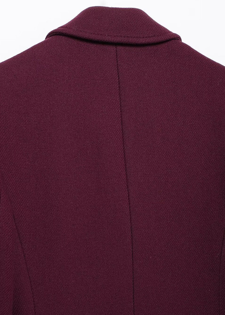 Double Breasted Wool Coat Burgundy Tailored Fit