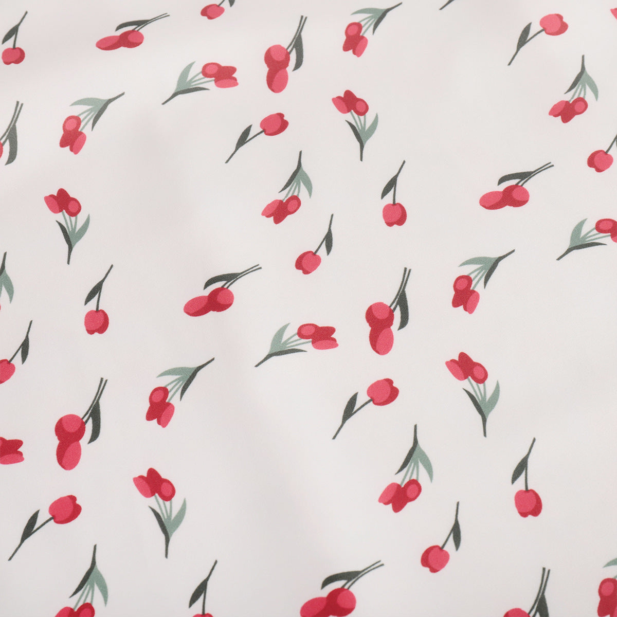 Cherry Print Elegant High-Waisted Midi Skirt