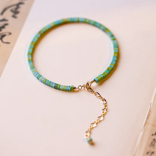 Spring Green Very Fine Turquoise Bracelet Antique Jewelry Vintage K Gold Fresh Green Female Minority Bracelet