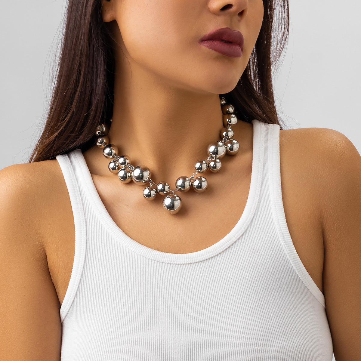 Punk Style Creative Beaded Faux Pearl Tassel Necklace For Women