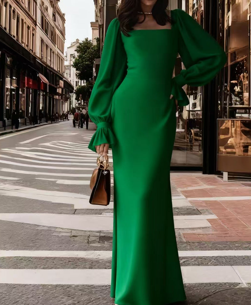 Elegant U-Neck Long Sleeve Mermaid Wedding Dress