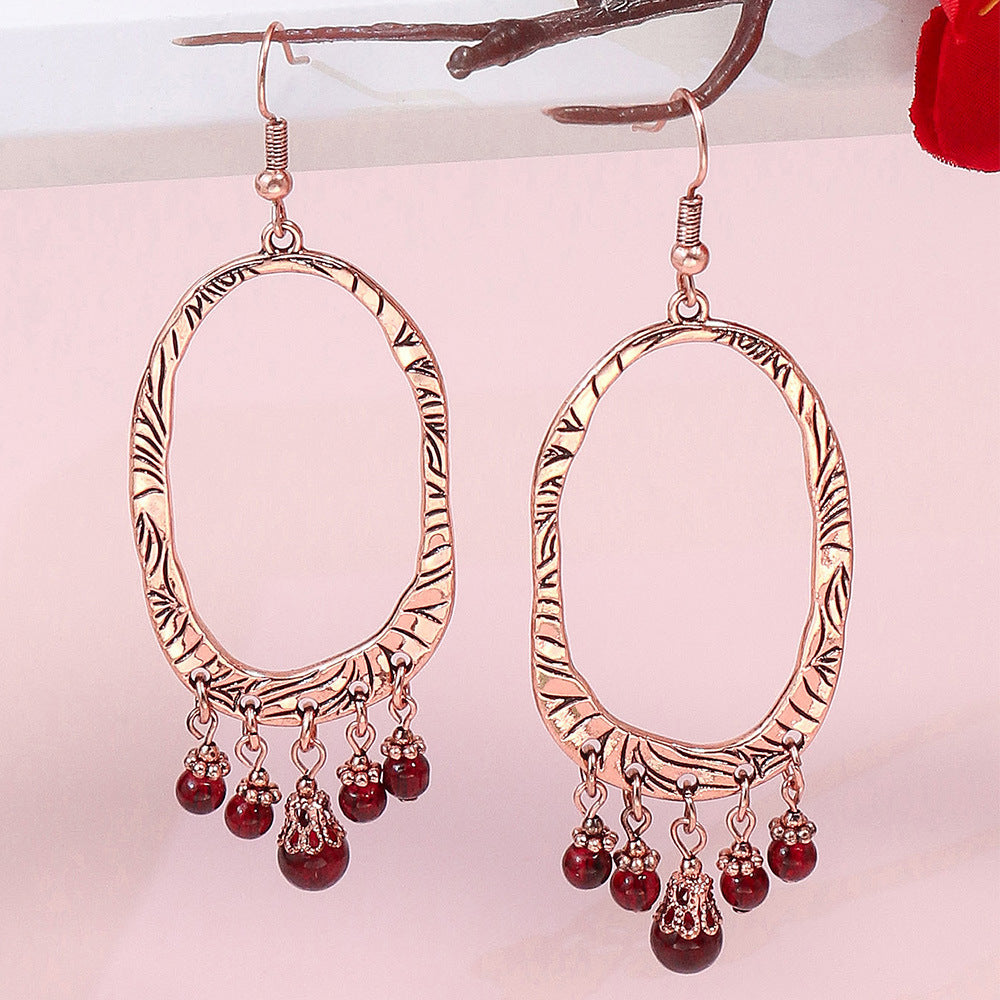 Bohemian Style Vintage Geometric Gemstone Earrings for Women