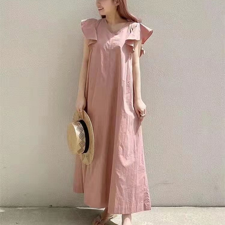 New Sleeveless Long Loose Slim Dress Simple And Elegant Solid Color Long Dress