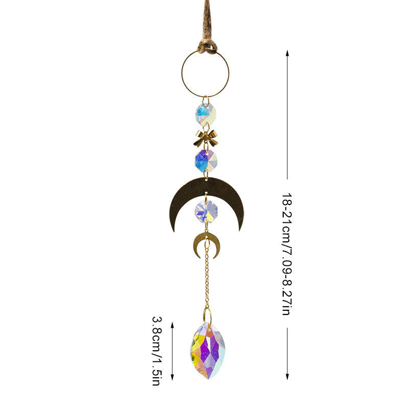 Gold Moon Hanging Colorful Crystal Decoration