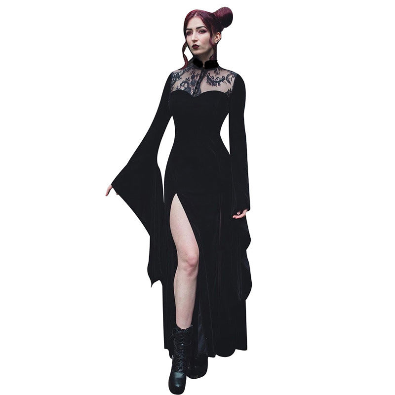 Elegant Black Lace Witch Costume Dress