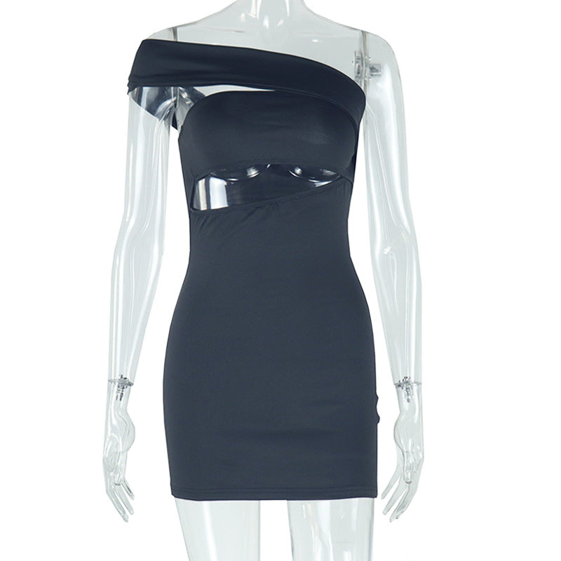 Sexy Off-Shoulder Bodycon Dress Solid Color Fashion