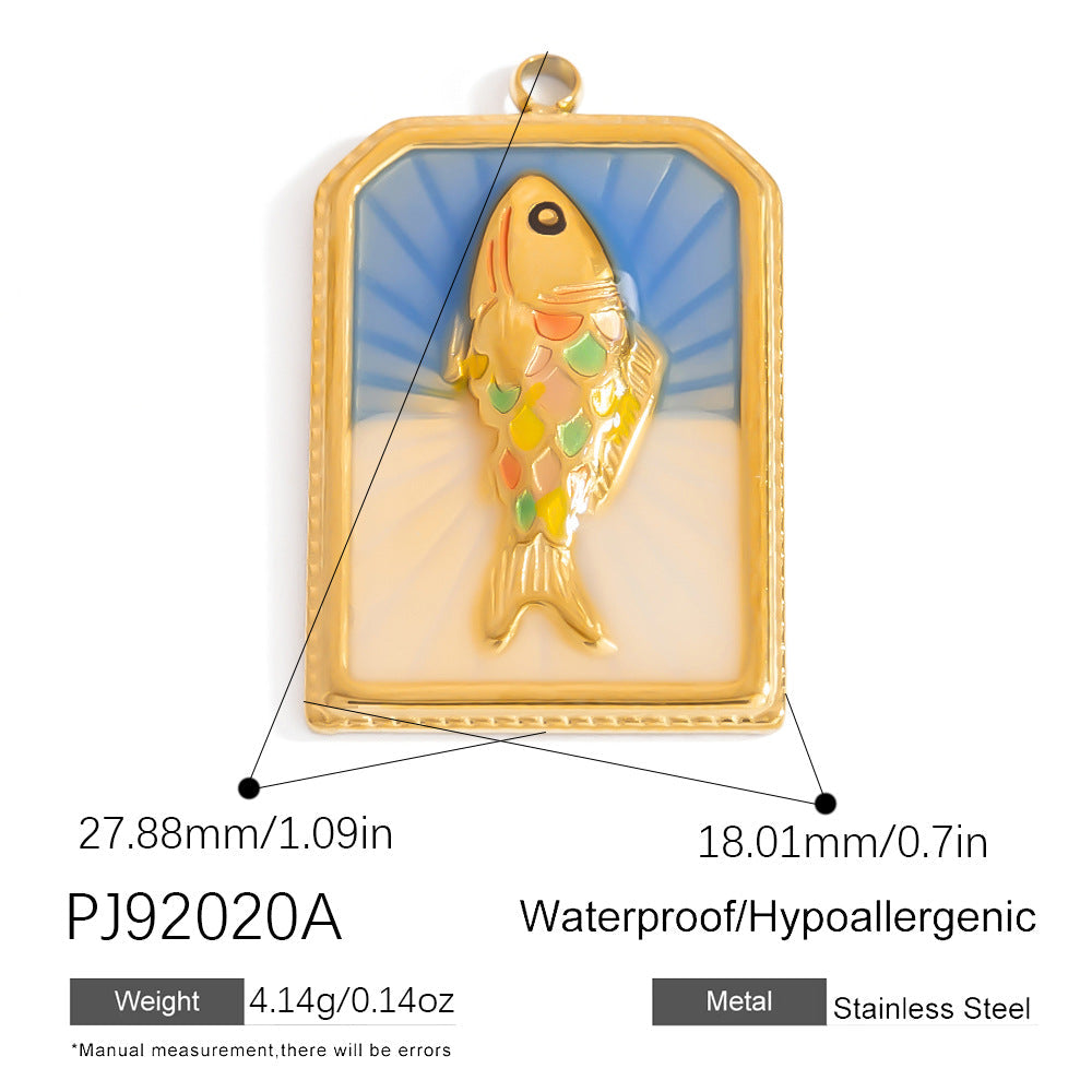 Stainless Steel Tarot Card Pendant Ocean Series Handmade DIY Jewelry Accessories