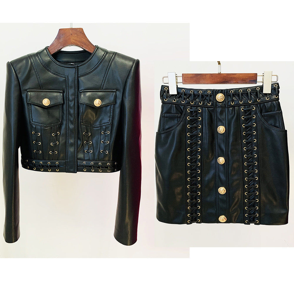PU Leather Fitted Short Jacket