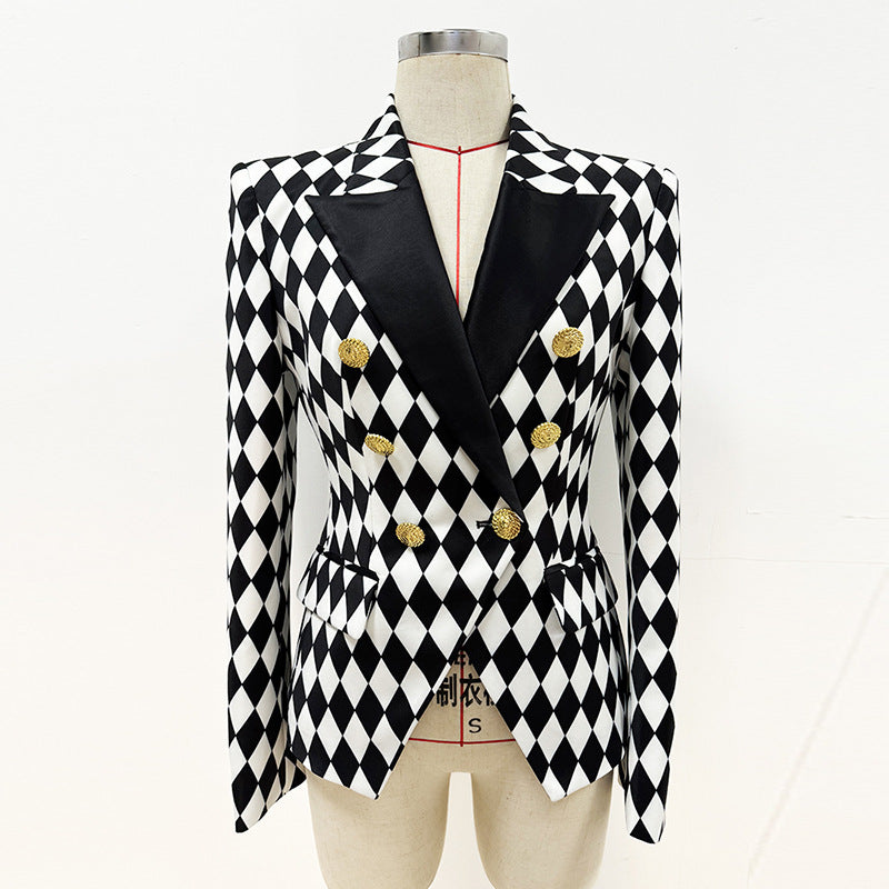 Black And White Check Blazer Jacket