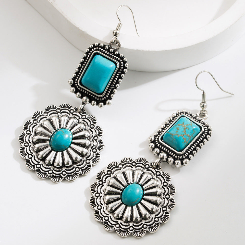 Bohemian Turquoise Waterdrop Earrings Creative Fashion Jewelry
