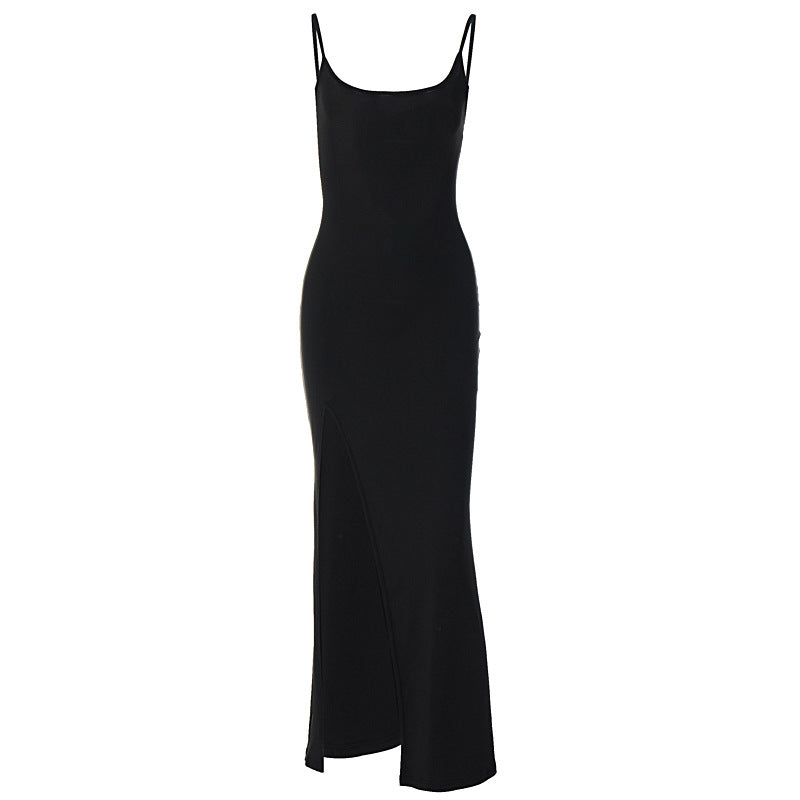 Sexy Sheer Backless Shoulder Strap Midi Dress