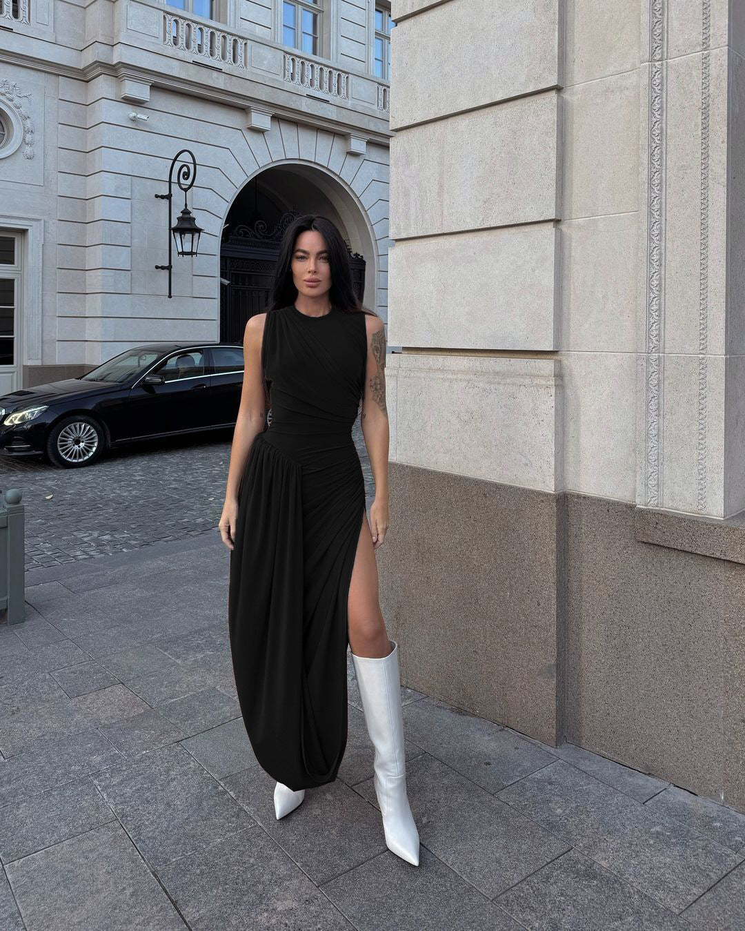 Stylish Chic Sleeveless Ruched Maxi Dress
