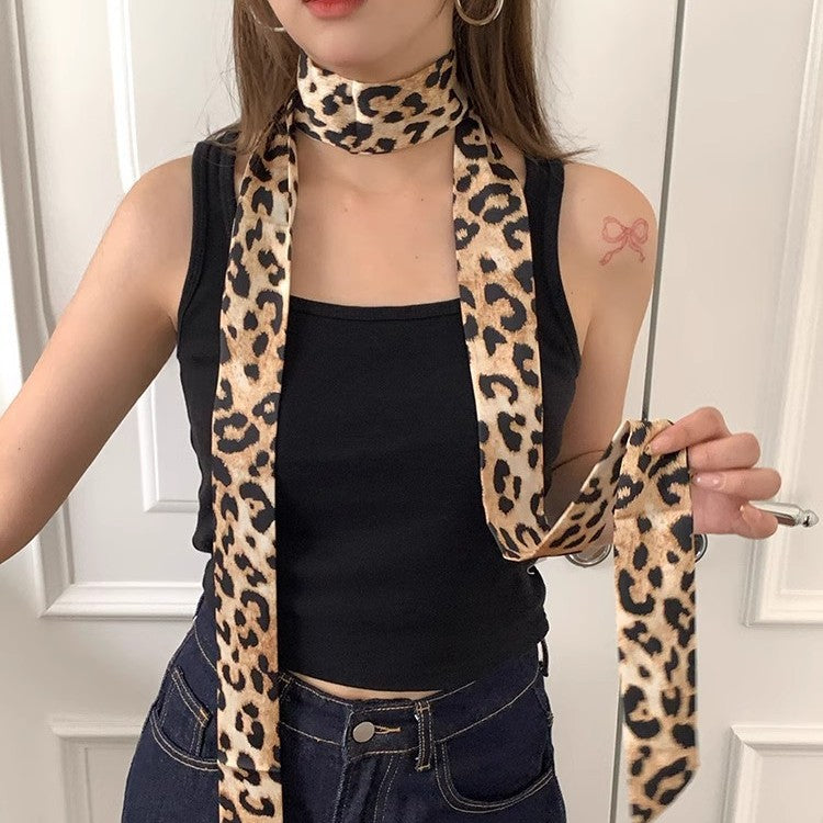 Vintage Leopard Print Waist Belt Silk Scarf