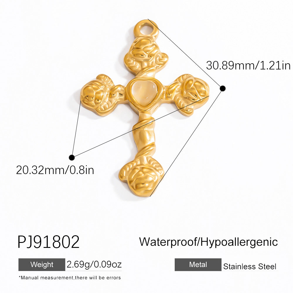 Cross Pendant Accessories DIY Jewelry Stainless Steel 18K Gold Bracelet Necklace