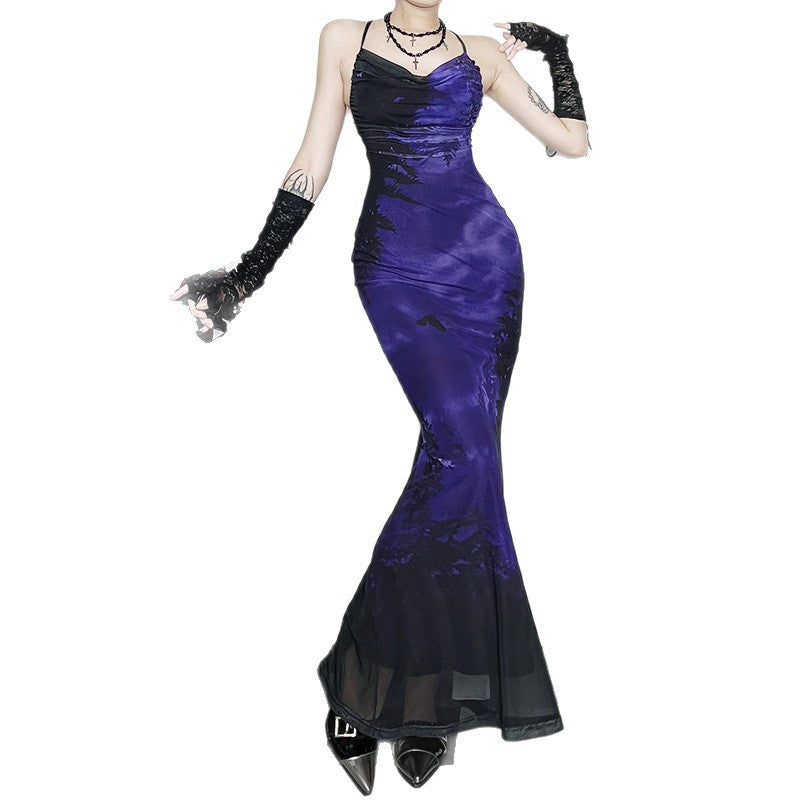 Dark Forest Print Cami Maxi Dress Urban Style