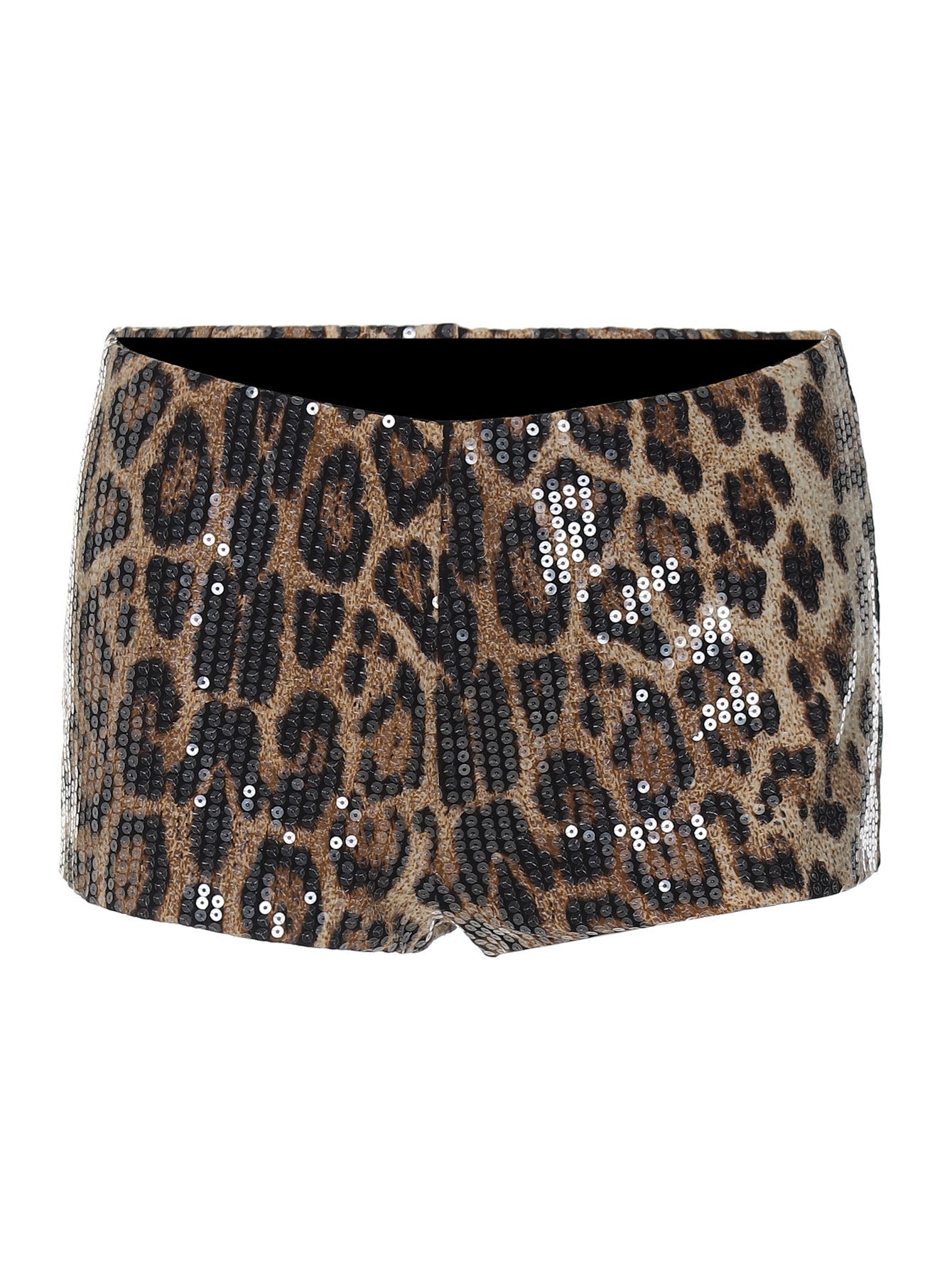 Sparkly Leopard Print Tight Fitting Shorts for Night Out