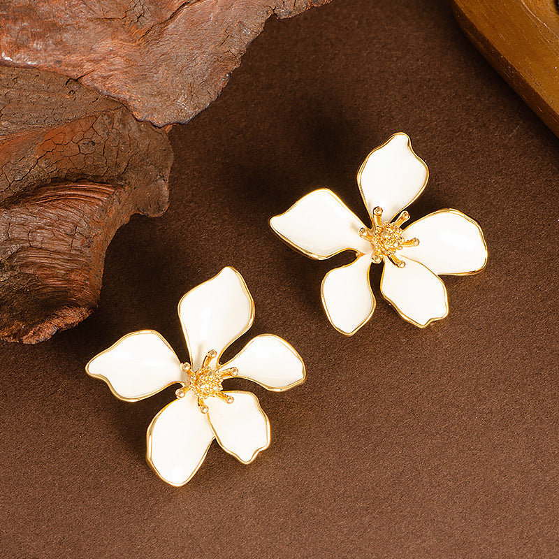 Floral Drop Earrings For Women Silver Studs Elegant Design